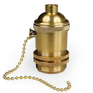 Bailly E27 socket with chain on/off switch in brass