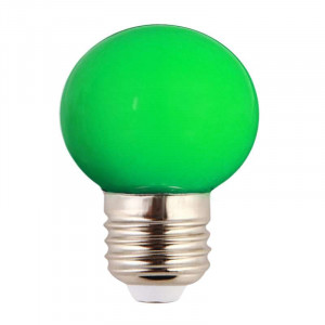 G45 spherical bulb with green E27 base 230 volts 0.5 Watt
