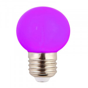 G45 spherical LED bulb with E27 base, violet light colour