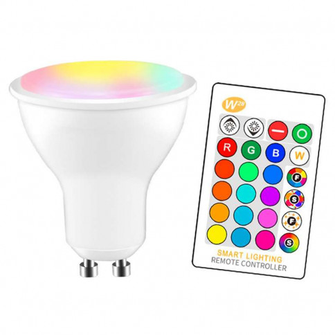 Ampoule LED RGB WW GU10 de 5 watts - 4 LED 2835 + 2 LED de c