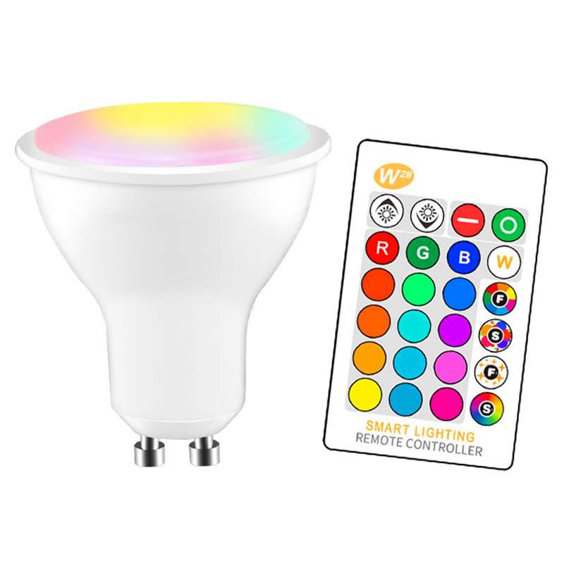 Ampoule LED RGB WW GU10 de 5 watts 4 LED 2835 + 2 LED de couleur RGB