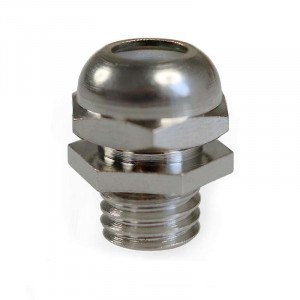 Chrome-plated brass electrical cable clamp with cable gland