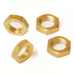 Brass hexagon nut for M10 threaded tube, 1mm pitch