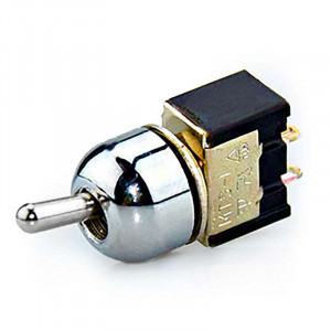 Single-pole ON/OFF mini toggle or rocker switch with trim cap