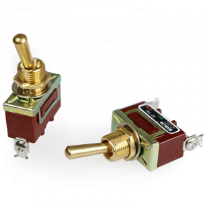Single-pole ON/OFF toggle or rocker switch with screw terminal block