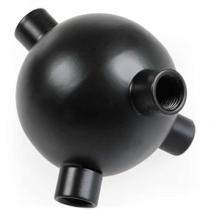 Black painted steel ball 50mm diameter with quadruple outlet