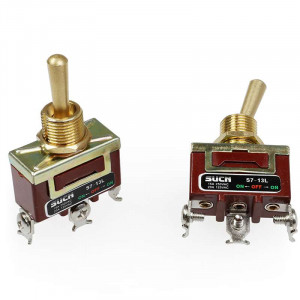 On / Of / On dual-circuit toggle switch with three screw terminals