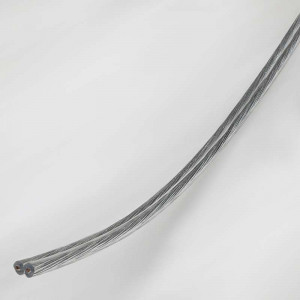 Flat electrical cable on transparent PVC sheath with two 0.5 mm² silver-plated copper conductors