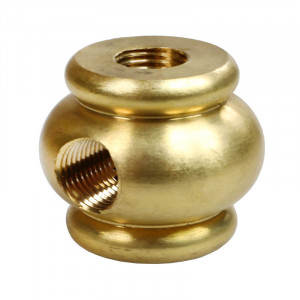 29mm diameter brass ball socket with three M10 threaded outlets - height 24.5mm