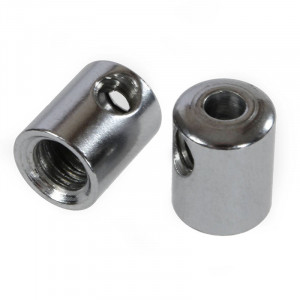 White chromed steel cable clamp for M6 tube