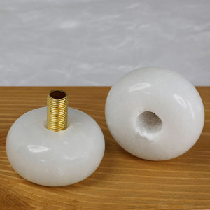 White marbled natural stone ring for threaded tube - diameter 47mm