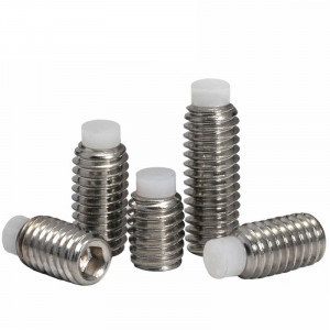 M6 x 20mm socket headless stainless steel screw with nylon tip