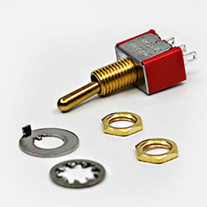 Micro switch with lever or rocker switch On / Off / On on plug or soldered - brass plated