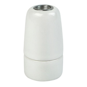 E14 lampholder in gloss enamelled porcelain in mother-of-pearl white