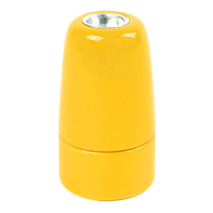 E14 lampholder in gloss enamelled porcelain in Indian yellow