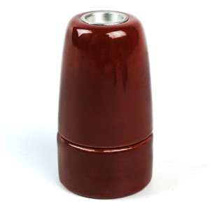 E14 lampholder in chestnut brown gloss porcelain enamel