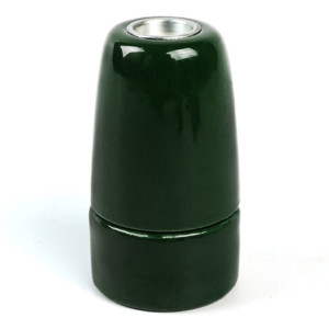 E14 lampholder in gloss enamelled porcelain in olive green