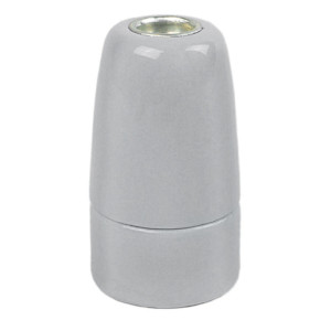 E14 lampholder in gloss enamelled porcelain in pearl grey