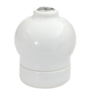 Globify E27 lampholder in high-gloss porcelain enamel in pearly white