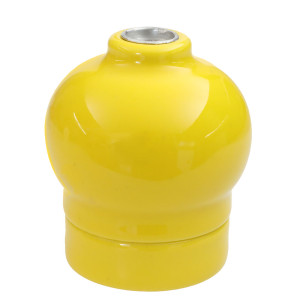Globify E27 lampholder in high-gloss enamelled porcelain in Indian yellow
