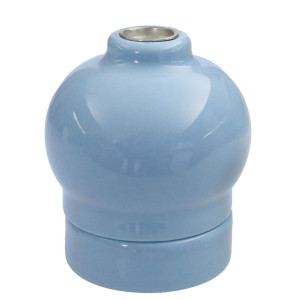 Globify E27 lampholder in high-gloss enamelled porcelain in French blue
