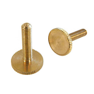 M4 brass screw with wide knurled cylindrical head, thread length 15mm