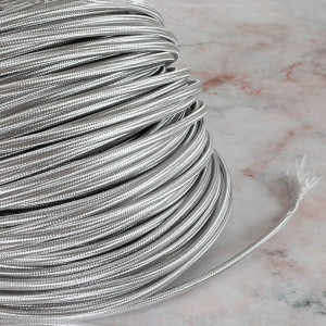 Flat textile cable with Teflon and PVC sheath 2x0.5mm² - Silver braid