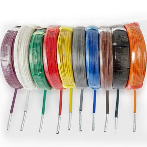 Câble électrique rond 2x0.5mm² sur téflon transparent avec câble acier  inoxydable porteur