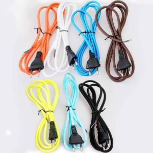 230-volt power cord with two-pole flat plug - choice of colour fabric braid