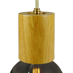 Maneki E27 cylindrical lampholder in varnished ash wood