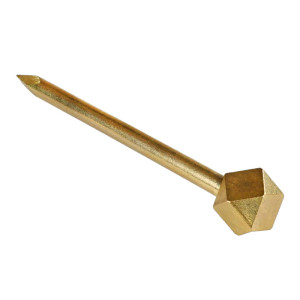 Brass nails with multi-faceted ball head for fixing a frame or picture - length 135mm