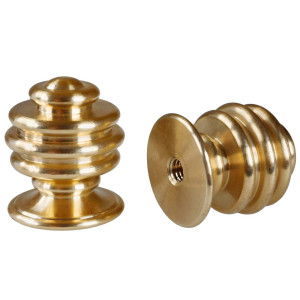Mya ribbed brass knob diameter 22mm - M4 non-through threaded