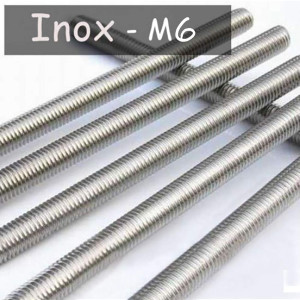 Threaded tube in 304 L stainless steel - M6 with 1mm pitch - 1 metre long