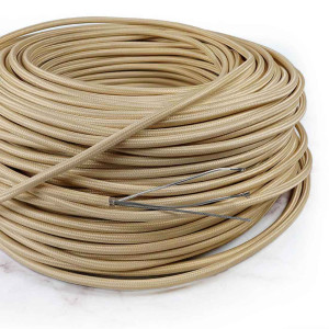 Round braided cable, Caramelline colour - Teflon sheath with carrying rope