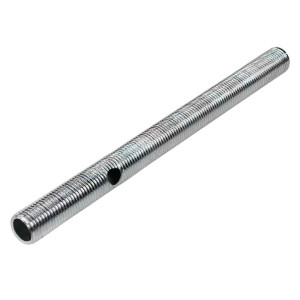 M10 threaded tube in galvanised steel Ø5mm radial bore - 12cm long