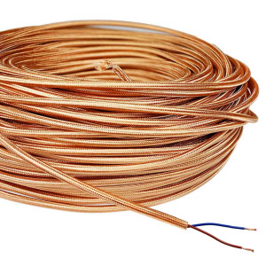 PVC-sheathed round textile cable 2x0.5mm² - Copper-coloured braid