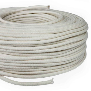 White braided round cable - Teflon sheath 2x0.75mm² with suspension cable