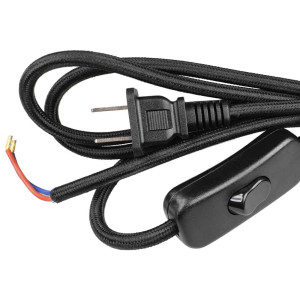 110-volt power cord with switch - black fabric braid - for the US market only
