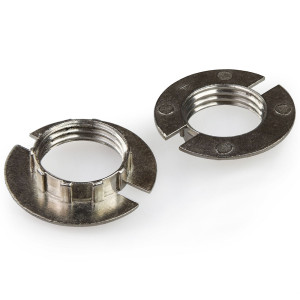 Wide zamac serrated nut for M20.8mm threaded ring with 2mm pitch