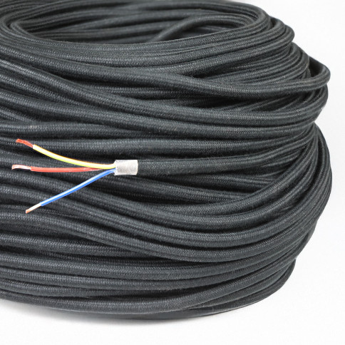 Câble électrique textile rond tresse...