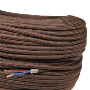 Câble électrique rond tresse textile couleur chocolat gaine PVC 2x0.75mm²