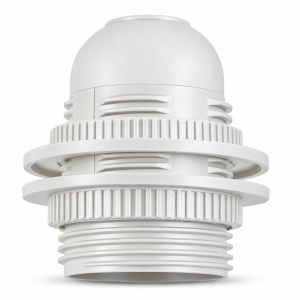 Douille plastique blanc à double bagues de serrages pour lampe à culot E26 "Format américain"