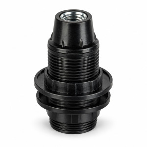 Douille de lampe format-E14 en bakélite noir avec doubles bagues filetés