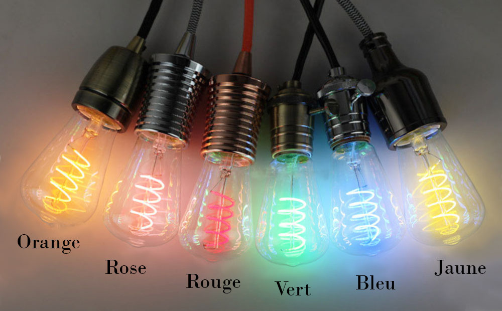 Ampoule LED ST64 filament Twisted choix couleur