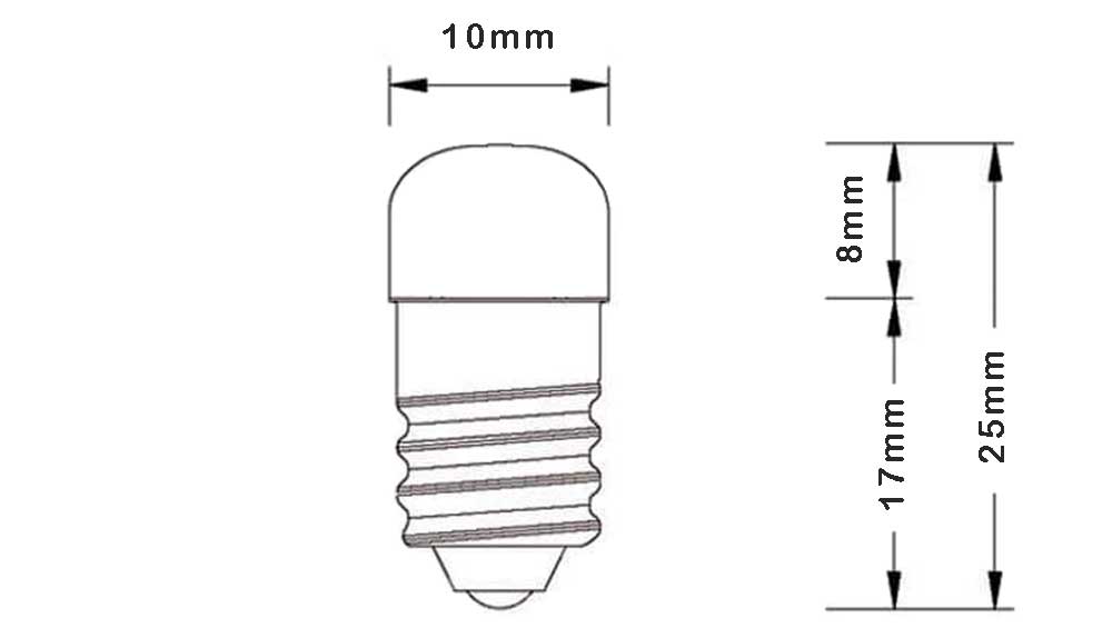 Ampoule LED E10 dimension