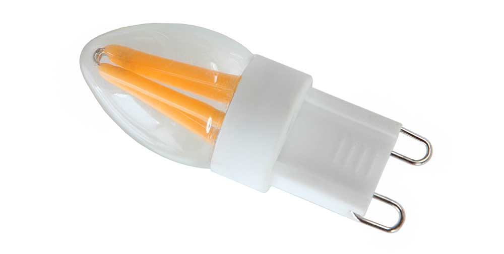 Ampoule LED G9 type flamme équipée de quatre filaments LED - dimmable 2.5 watts en 230