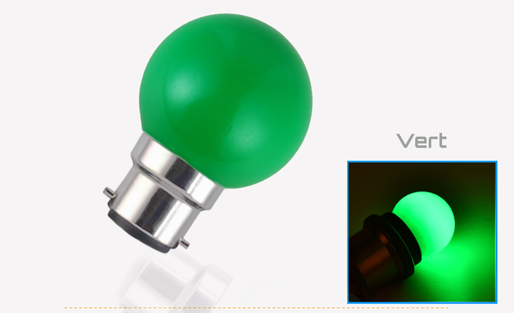 Ampoule LED sphérique G45 à culot B22 couleur d'éclairage verte