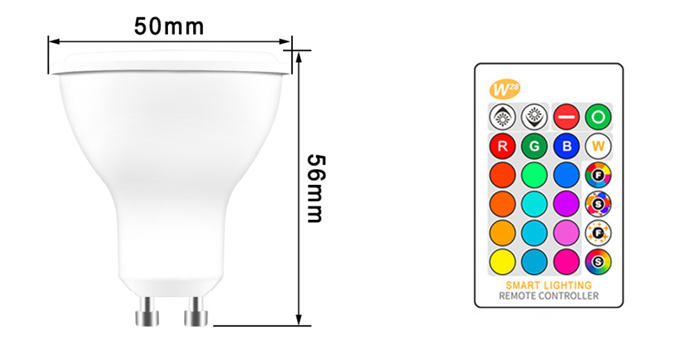 Ampoule LED RGB-W GU10 de 5 watts dimension