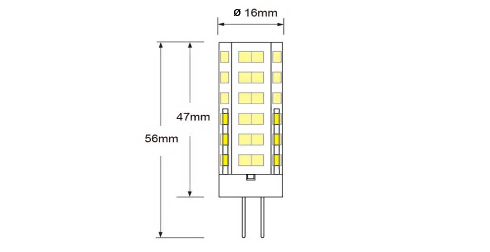 Starled.fr flamboyant LED G4 dimension