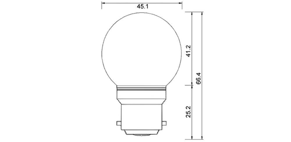 Ampoule LED sphérique G45 à culot B22 couleur dimension